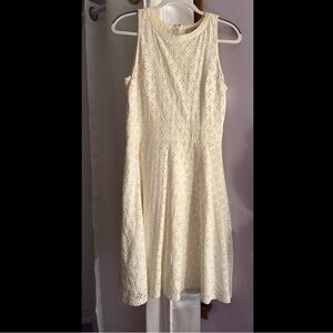 LOFT White Textured Midi Dress